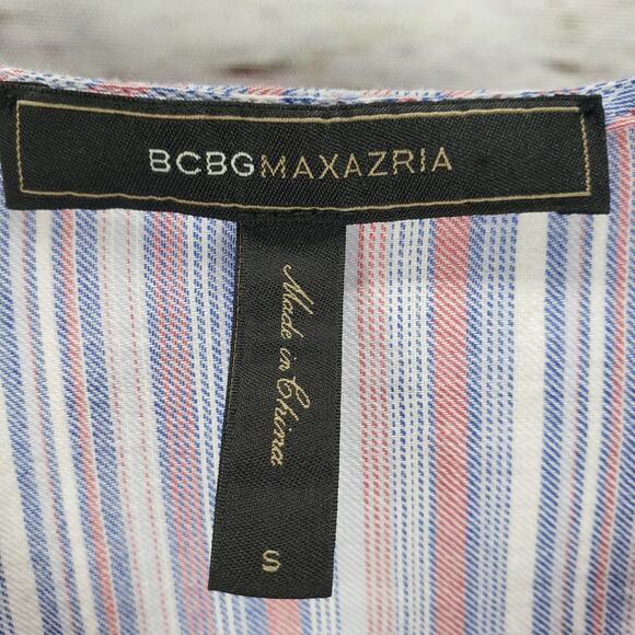 BCBGMAXAZRIA Purple 100%Cotton Bell Sleeve Striped Top Size Small - Picture 7 of 11